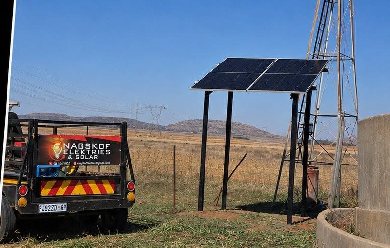 Solar borehole pump with reservoir, Nagskof Elektries & Solar